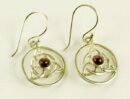 Silver Earring Garnet Stone