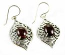 Silver Earring Garnet Stone