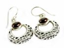 Silver Earring Garnet Stone