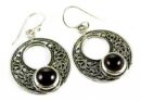 Silver Earring Garnet Stone