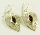 Silver Earring Garnet Stone