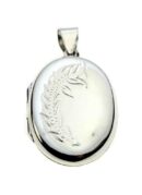 Silver Pendant Locket Oval