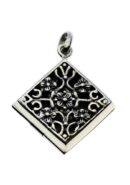 Silver Pendant Locket Square With Flowers