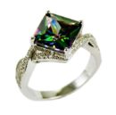 Silver Ring Square Mystic Quar