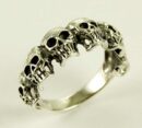 Silver Ring Skull Heads
