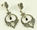 Silver Earring Marcasite Onyx