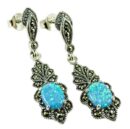 Silver Earring Marcasite Opal