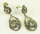 Silver Earring Marcasite Swirl