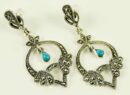 Silver Earring Marcasite Turq