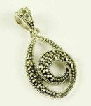 Silver Pendant Marcasite Swirl