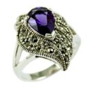 Silver Ring Marcasite Amethyst