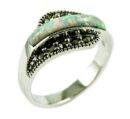 Silver Ring Marcasite Opal
