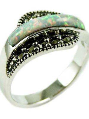 Silver Ring Marcasite Opal