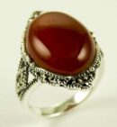 Silver Ring Marcasite Garnet