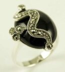 Silver Ring Marcasite Onyx