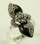 Silver Ring Marcasite Onyx
