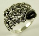 Silver Ring Marcasite Onyx