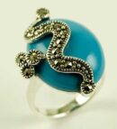 Silver Ring Marcasite Turq