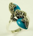 Silver Ring Marcasite Turq