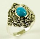 Silver Ring Marcasite Turq