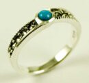 Silver Ring Marcasite Turq