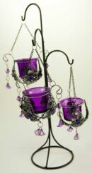Candle Holder Triple Purple