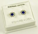 Silver Earring Flower Sapphire