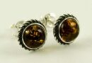 Silver Earring Amber Stud