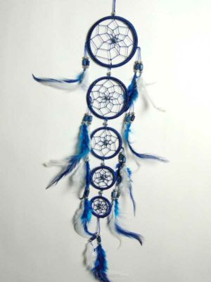 Dream Catcher 5 Circles Blue
