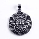 Silver Pendant Green Man Face
