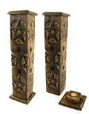 Incense Holder Wood Tower Pentagram