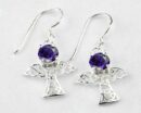 Silver Earring Fairy Purple