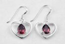 Silver Earring Heart Red