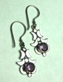 Silver Earring Moons Amethyst