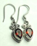 Silver Earring Tear Drop Garnet
