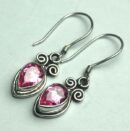 Silver Earring Tear Drop Rose