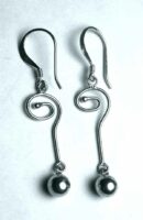 Silver Earring Long Swirl