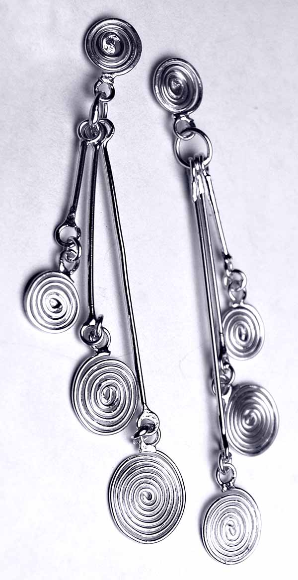 Silver Earring Triple Swirl