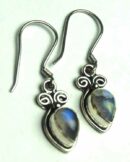 Silver Earring Moonstone Drop