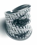 Silver Ring Wide Woven Style