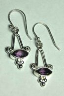 Silver Earring Amethyst Cut