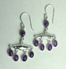 Silver Earring Bar Amethyst