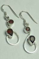 Silver Earring Double Garnet