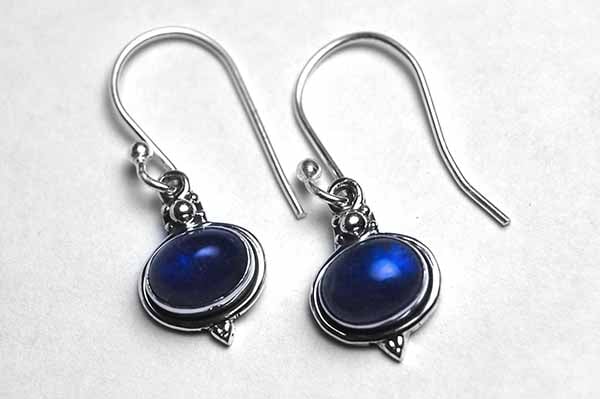 Silver Earring Oval Labradorite