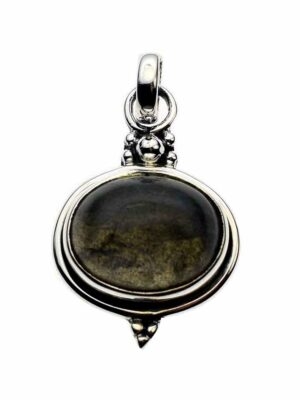 Silver Pendant Oval Labradorite