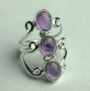 Silver Ring Triple Amethyst