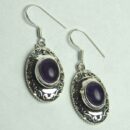 Silver Earring Amethyst Circle
