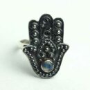 Silver Ring Rainbow Hand