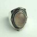 Silver Ring Oval Rose Quartz