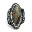 Silver Ring Labradorite Long
